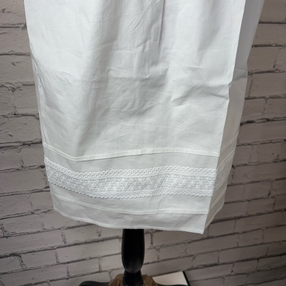 Maggy London White Cotton V Neck Lace Embroidered Boho Vacation Dress Size 14 - Picture 5 of 12